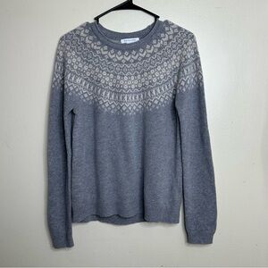 Tabitha Webb Fair Isle Gray and White‎ Patterned Sweater Lambs Wool size Medium